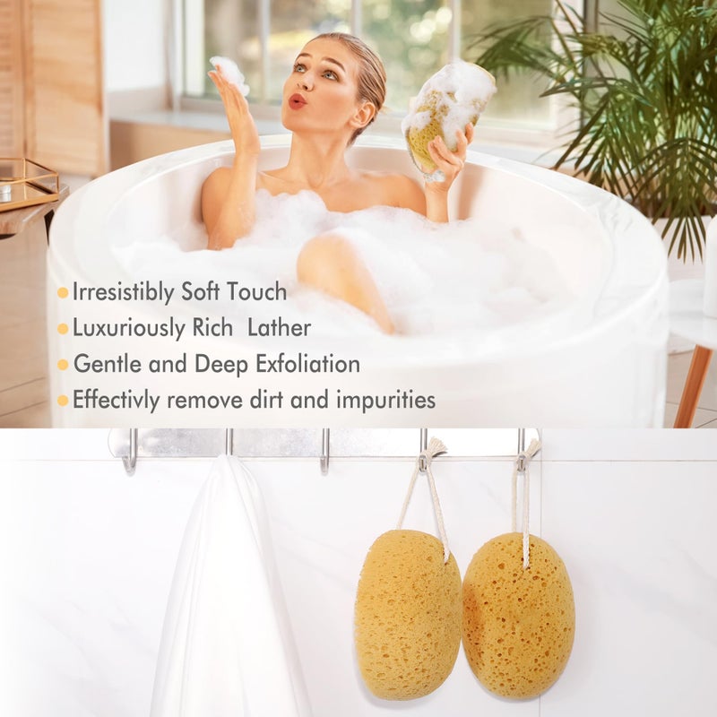 Azymi Bath Sponge, 2Pcs Large Shower Sponges for Women Men, Exfoliating Sponge Face Body Puff with Dense Foam for Gentle & Deep Cleansing, Ultra-Soft for Sensitive Dry Skin - Image 4